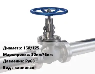 Задвижка нержавеющая 150/125 30нж76нж Ру63 клиновая